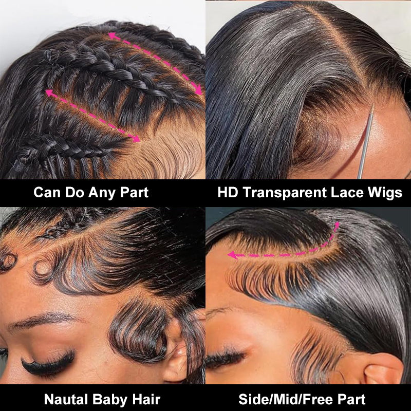 Allove 40 Inch Wig Human Hair 180% Density 13x4 Lace Front Wigs Pre Plucked with Baby Hair Glueless Straight Frontal Human Hair Wigs For Black Women