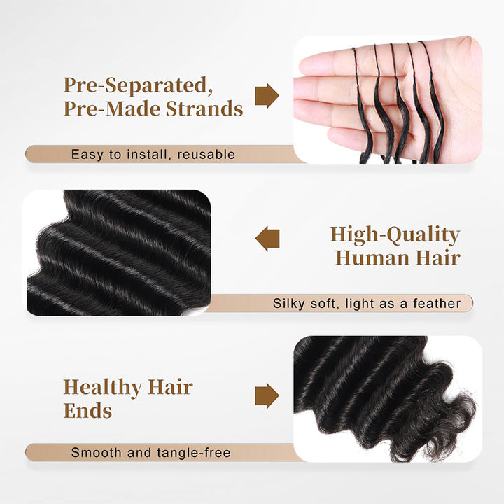 Deep Wave Crochet Human Hair Extensions 100% Human Raw Hair For Crochet Locs - AlloveHair