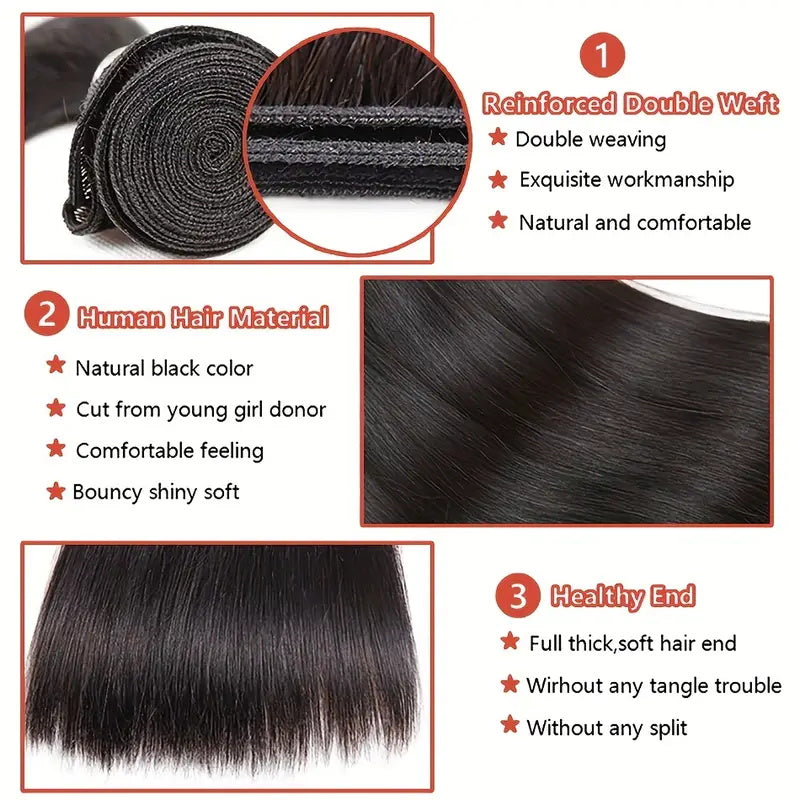 Allove Hair Straight Human Hair Bundles For Women 30''-38'' In Stock