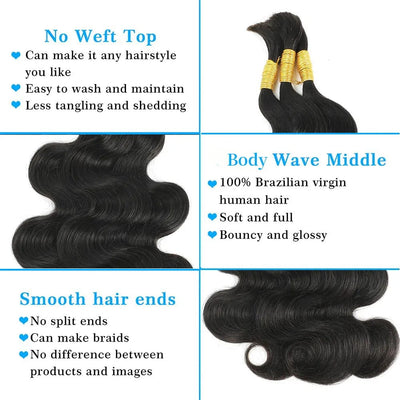 Allove Hair Body Wave Bulk Human Hair For Braiding No Weft Hair Bundles For Braids