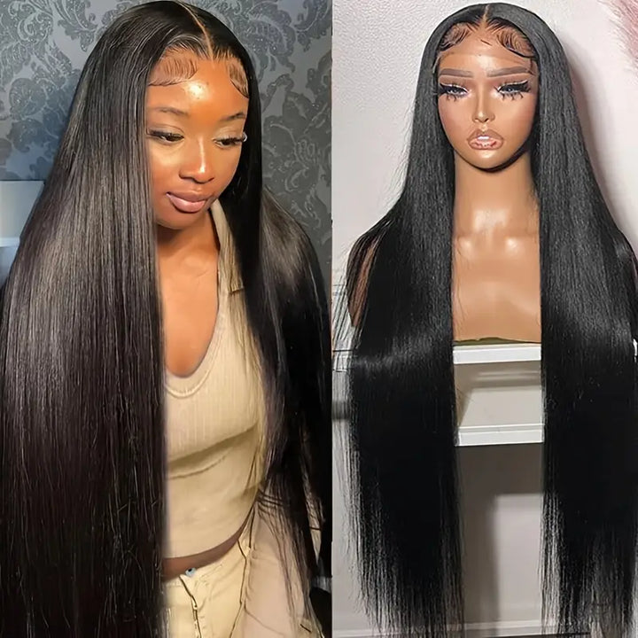 30 Inch 13x6 HD Lace Front Wig 200 Density Virgin Straight Human Hair Pre Plucked with Baby Hair Glueless Wigs - AlloveHair