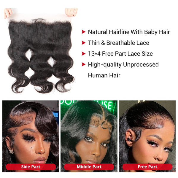 Indian Body Wave 4 Bundles with Lace Frontal Virgin Human Hair