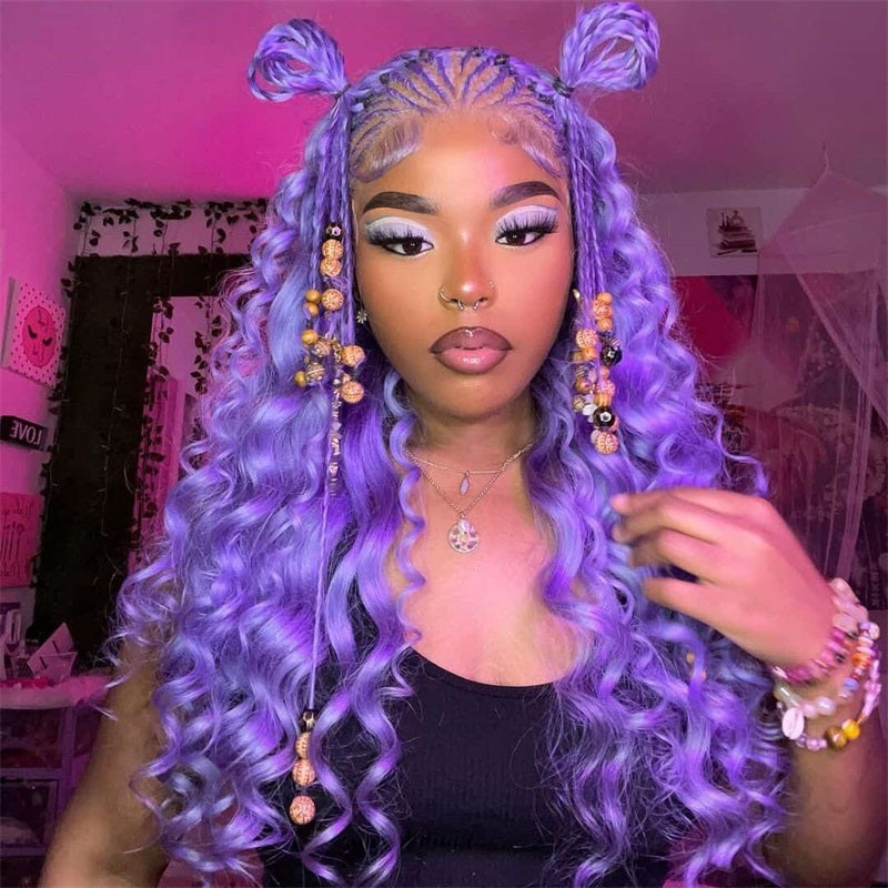 Allove Hair Light Lavender Wig Straight/Body Wave 13x4 Glueless Wear to Go HD Lace Wigs