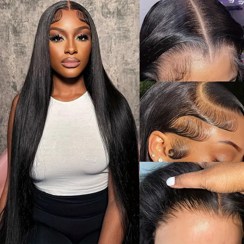 30Inch 5x5 HD Pre Plucked Wear and Go Lace Closure Wig Straight Hair Glueless Lace Wigs 200% Density