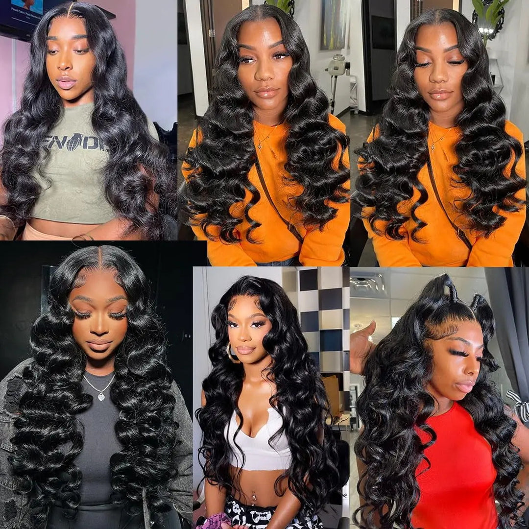 Allove Hair Malaysian Loose Deep Wave 3 Bundles with 4*4 Lace Closure Virgin Hair Extensions