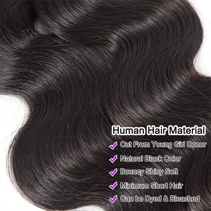 Allove Hair Indian Body Wave 4 Bundles Human Hair Extensions