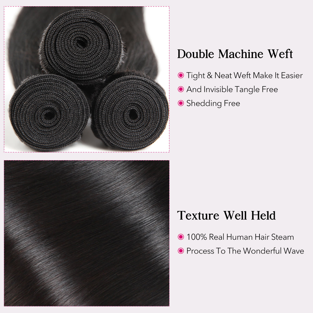 Super Long & Silky Straight Bundles 30-38 Inch Human Hair Weave for Woman