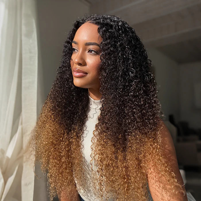Allove Luxury Curly Wig 13x4 13x6 HD Lace Front Wig Ombre Brown T1B/4/30 Colored Wear Go Glueless Human Hair Wig - AlloveHair