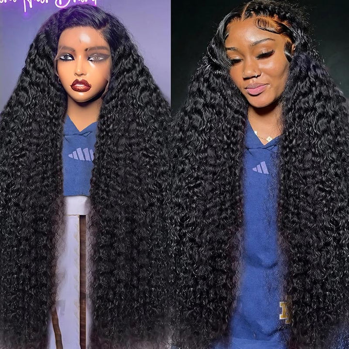 Wear & Go 40 Inch Undetectable Invisible 13x4 HD Glueless Lace Front Brazilian Deep Curly Human Hair Wigs