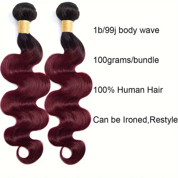 Allove Hair Ombre T1B 99J  3 Bundles Body Wave Human Hair Weave