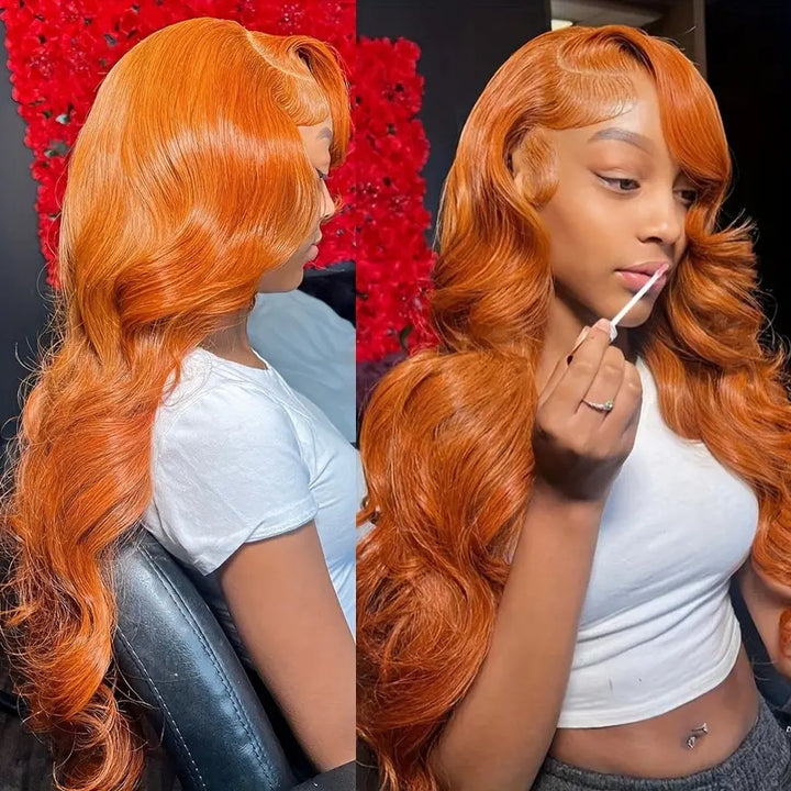 Ginger Orange Color Brazilian Body Wave 3 Bundles With 4*4 Lace Closure Human Hair Extensions