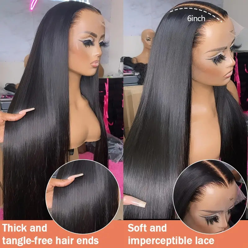 24 Inch = $185 | 13x6 HD Lace Frontal Straight Human Hair Wig 180% Density