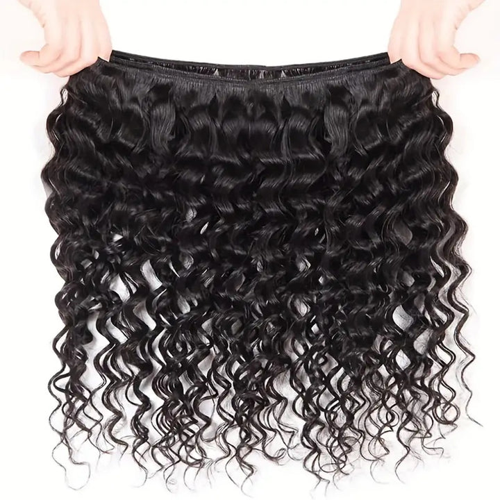 Allove Hair Brazilian Loose Deep Wave Hair 4 Bundles With 4*4 Closure