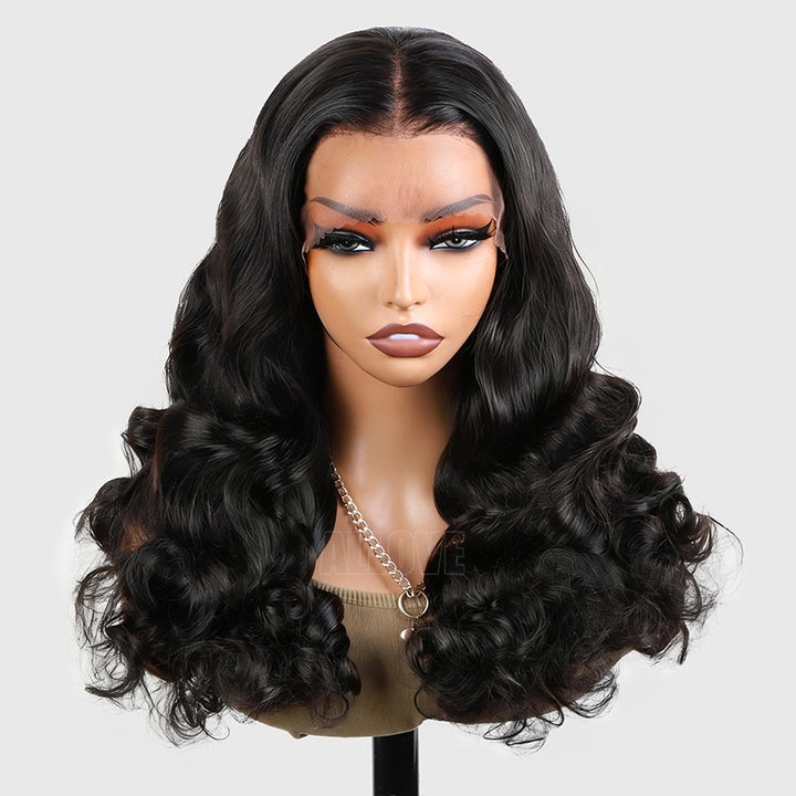 Allove 350% Density Bouncy Curl Wigs Super Double Drawn 13x4 HD Lace Front Wigs with Pre Plucked Hairline