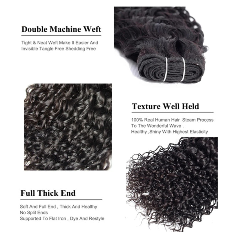 Allove Hair Indian Water Wave 3 Bundles Virgin Human Hair