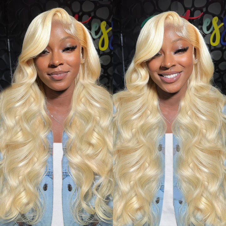 613 Blonde Color Body Wave 13x6  Undetectable HD Transparent Lace Front Wig with Pre Plucked