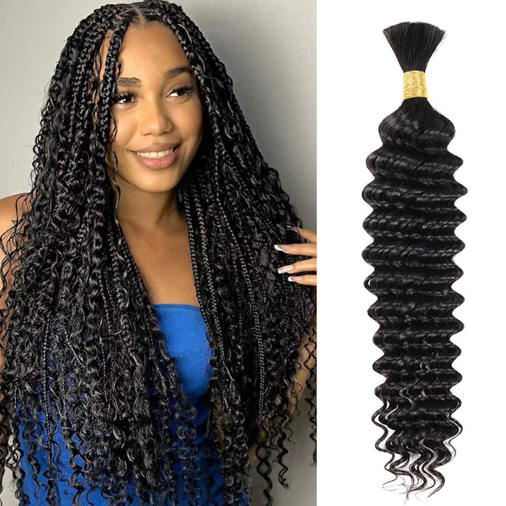 Allove Hair Boho Braids Deep Wave Bulk Human Hair For Braiding Highlight P4/27 Honey Blonde Color - AlloveHair