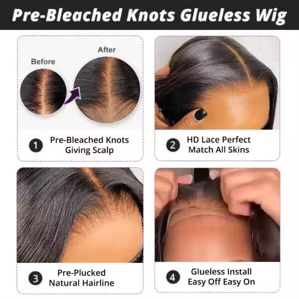 Bleached Knots Wear Go Wig | 30 Inch HD Body Wave Glueless Wig 13x4 PPB Lace Front Wig