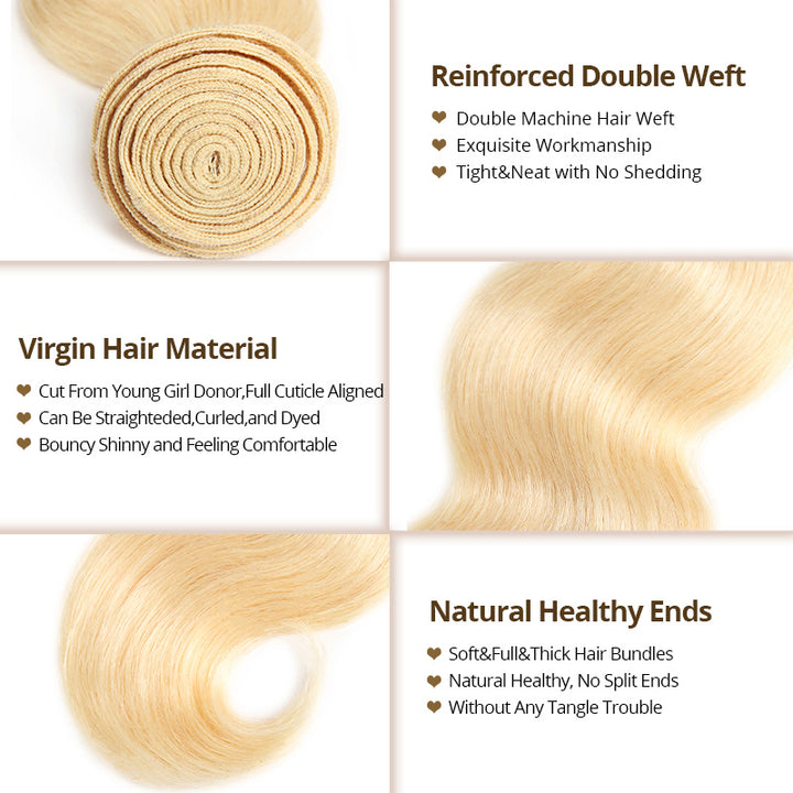 [New Trend] Black Hair With Blonde Peekaboo Highlights Body Wave Human Hair Bundles - AlloveHair