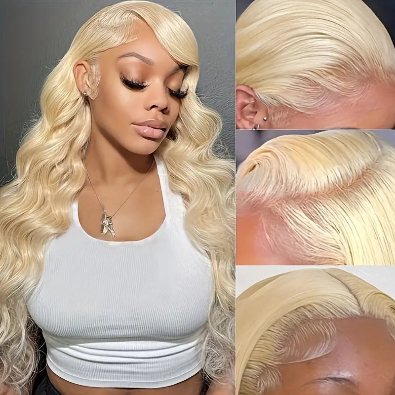 613 Blonde Color Body Wave 360 HD Transparent Lace Front Human Hair Wig with Pre Plucked