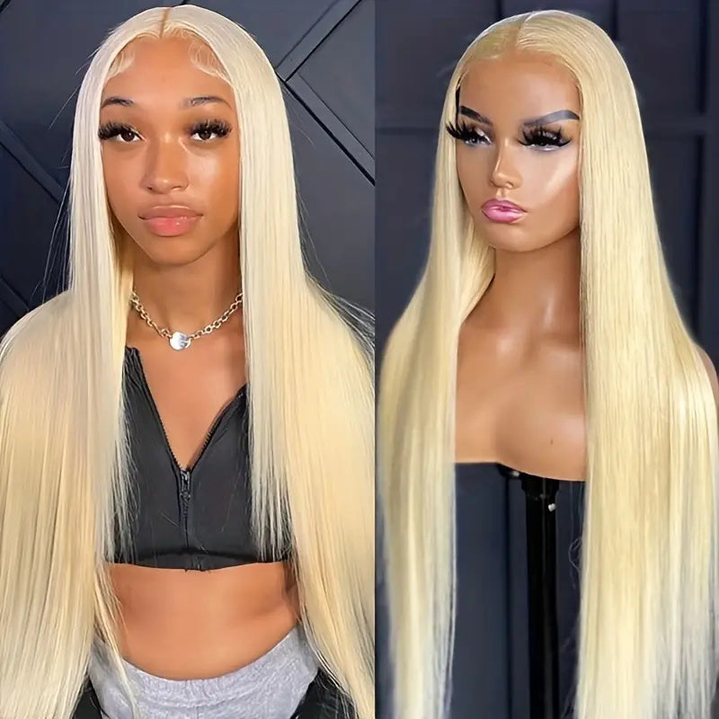 Overnight Shipping 30inch 613 Blonde Glueless Long Straight Human Hair HD Transparent Lace Front Wig