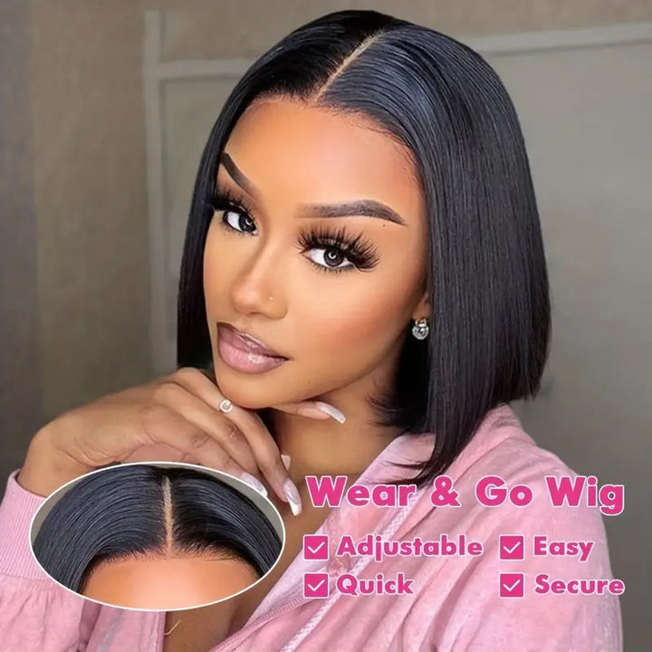 Bleached Knots Wear Go Wig | 5x5 Lace Closure Straight Hair Glueless Bob Wigs