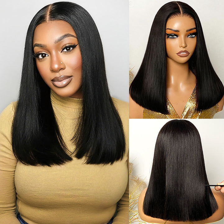 200% Density Silky Blunt Cut Bob Wigs All-Day Comfort 5x5 Glueless Wigs with Super Natural Hairline - AlloveHair
