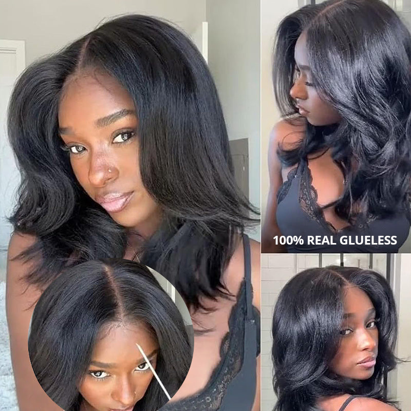 200% Density Yaki Straight Bob Wig 2x6/5x5 Pre-Bleached Natural Looking Glueless Wig Short Hairstyle