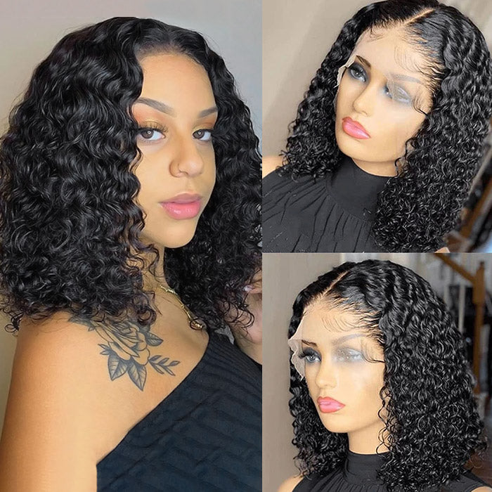 Brazilian Deep Wave Short 4x4 /13x4 Lace Front Bob Wig Human Hair Wigs for Women