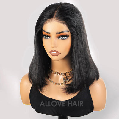 Allove Hair 5x5 Closure Straight Bob Human Hair Wig Glueless Pre Bleached PPB Lace Wigs