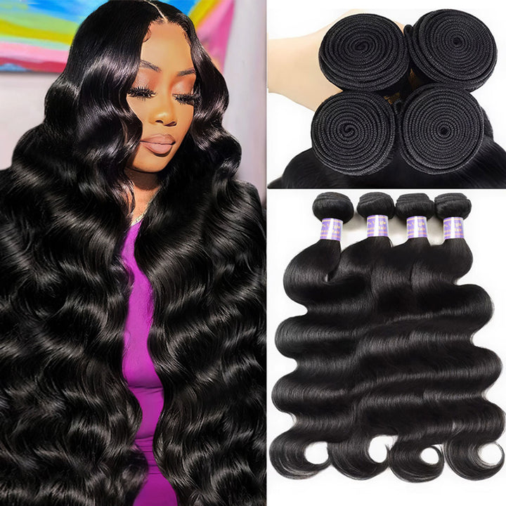 30 Inch Long 15A Raw Hair Bundles 4 Pcs/Pack Body Wave Virgin Hair Extensions - AlloveHair
