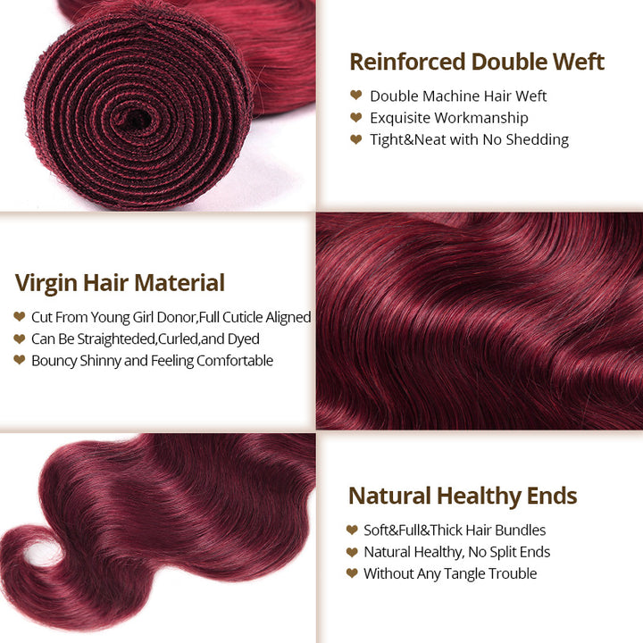 1B/99J Body Wave Hair Bundles Peekaboo Highlights 15A Raw Human Hair Quick Weave For Sew In - AlloveHair