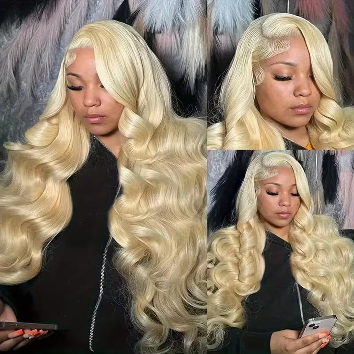 613 Blonde Color Brazilian Body Wave 3 Bundles with HD 13*4 Lace Frontal Human Hair Extension