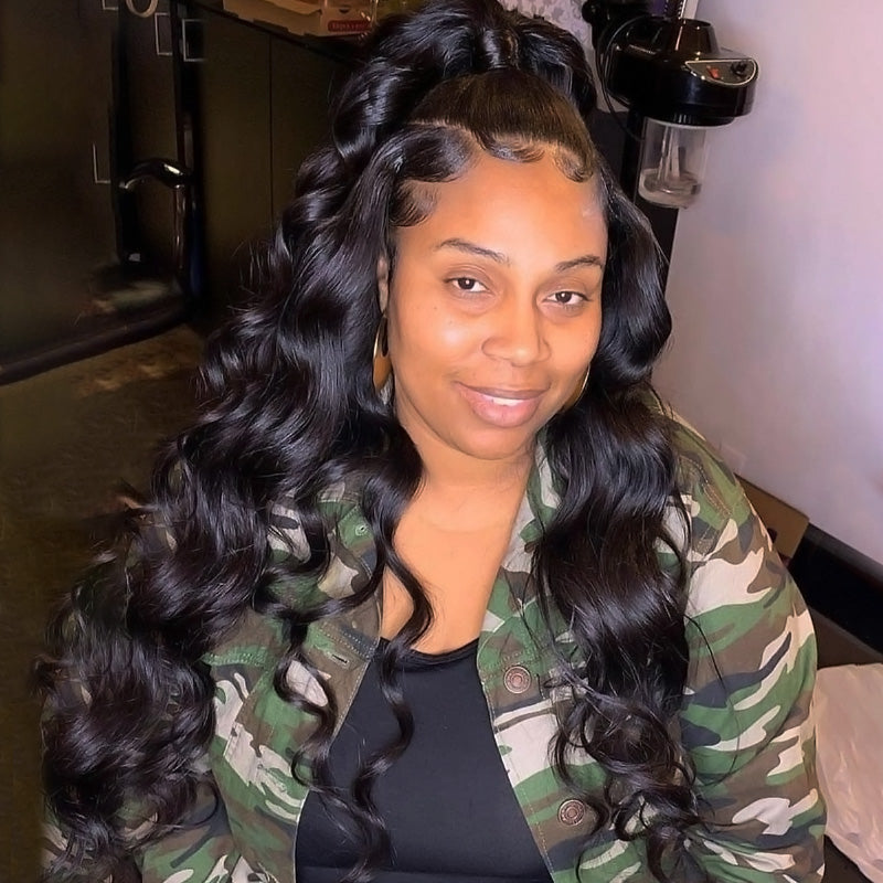 Allove Hair Brazilian Body Wave Human Hair 3 Bundles with 5*5 Transparent Lace Closure - AlloveHair