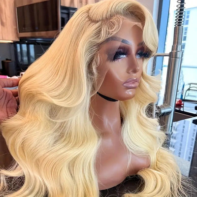 Overnight Shipping 13x4 Glueless HD Lace Front Human Hair Wig #613 Blonde Body Wave Hair Wigs