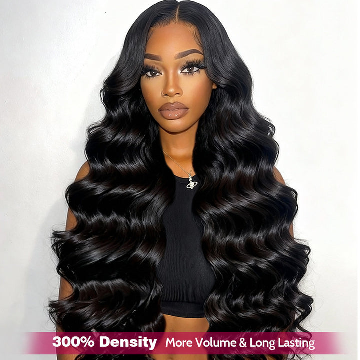 300% Density Body Wave Glueless 13x4 HD Lace Front Wig Human Hair Pre-Cut Lace Flexi-Fit Drawstring Cap