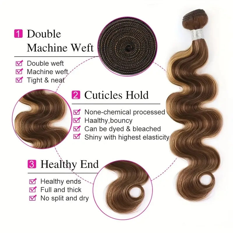 Overnight Shipping Honey Blonde Body Wave Hair 3 Bundles With 4*4 Lace Closure