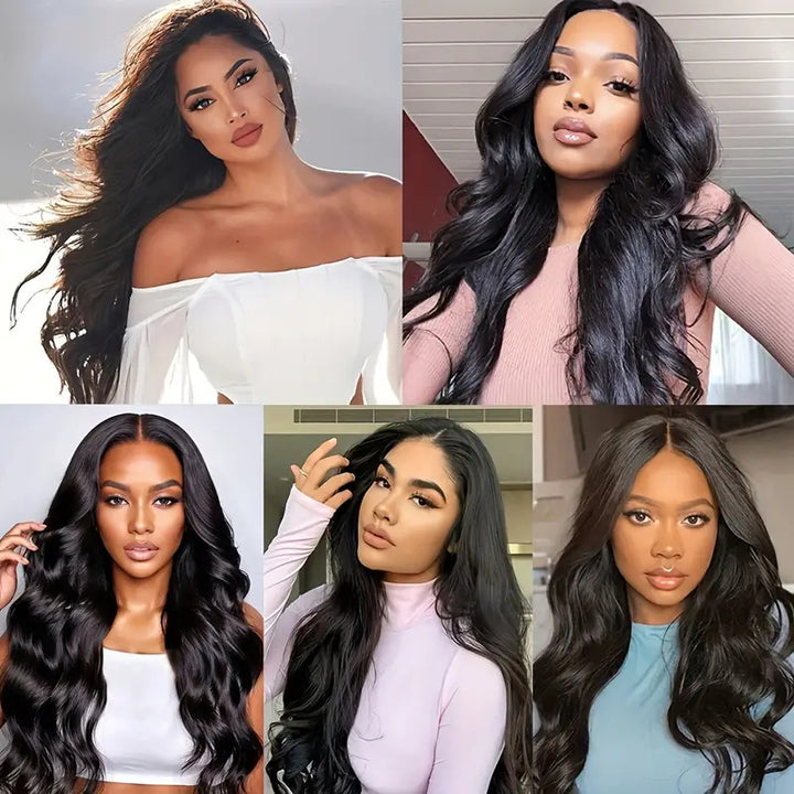 Allove Malaysian Body Wave Human Hair 3 Bundles with 4*4  HD Transparent Lace Closure