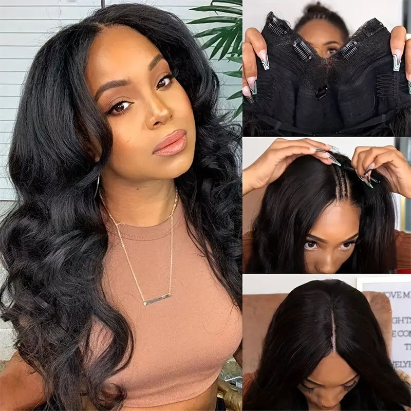 Allove 30 Inch Beginner Friendly V Part Wig Human Hair Body Wave Wig Upgrade U Part Human Hair Wig