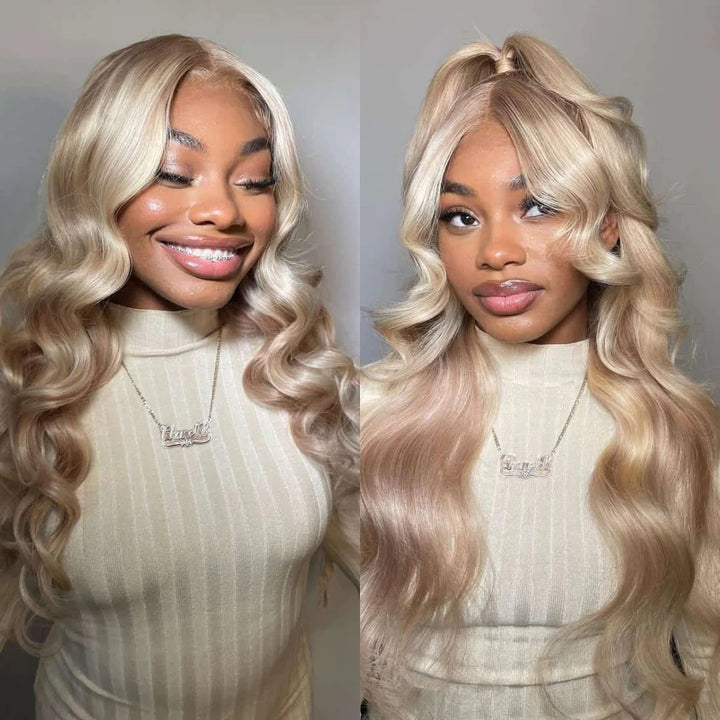Allove Hair Barbie Blonde Wig With Brown Highlights #P10/613 Straight & Body Wave 13x4 Lace Front Wigs