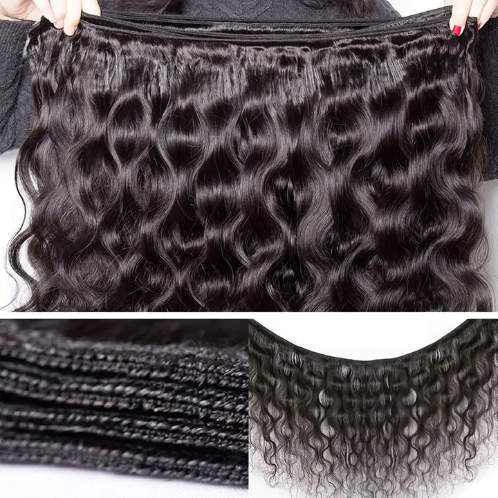 Allove Hair 38'' Long Body Wave Human Hair Weave Bundles Double Wefts