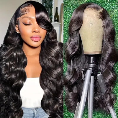 Overnight Shipping Long 18-34 Inch Body Wave Human Hair Wig HD 13x4 Lace Front Wigs