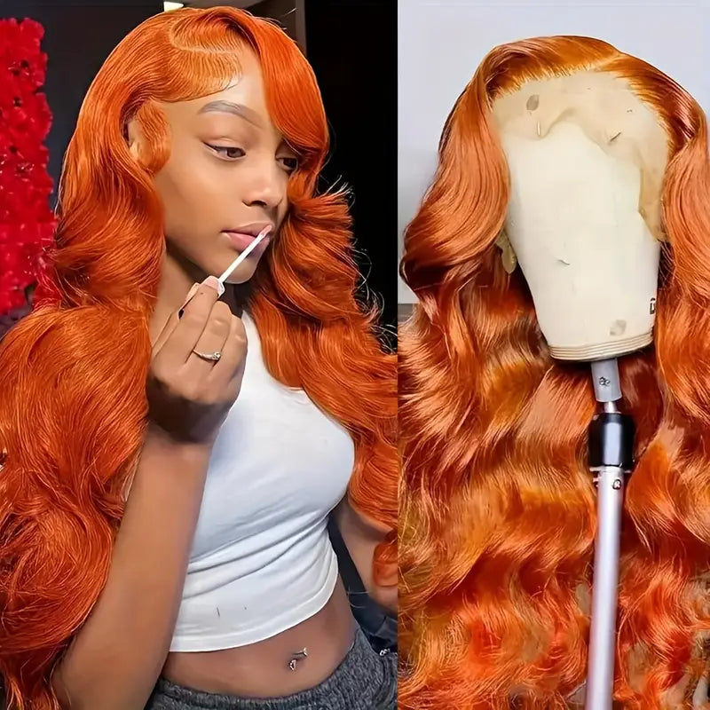 [ Halloween Deal - No Code Needed] Ginger Orange Straight / Body Wave Human Hair 13x4 Lace Frontal Wig Flash Sale - AlloveHair