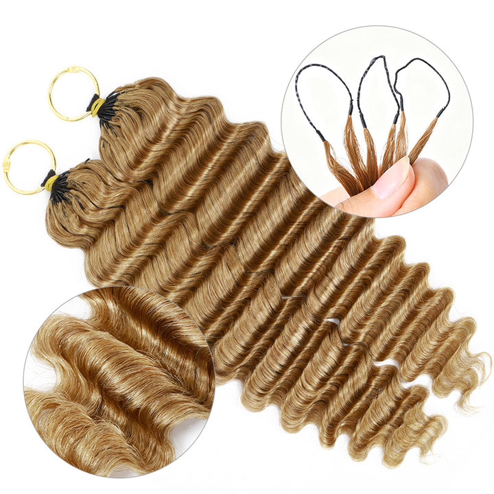Seamless Deep Wave Crochet Hair #27 Honey Blonde Machine Made Feather Crochet Human Hair Extension