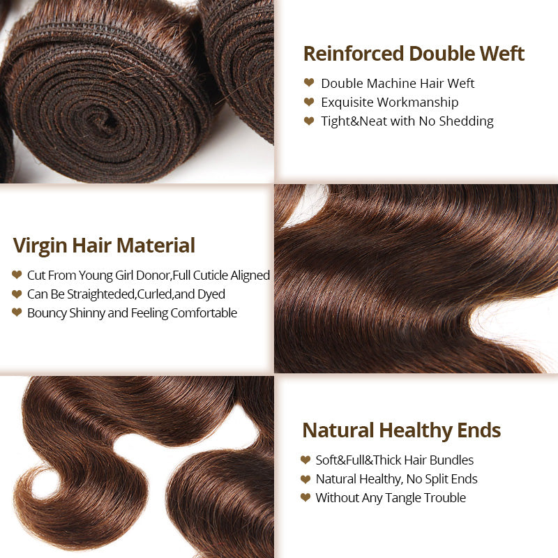 [New Trend] 1B/4 Brown Bundles Body Wave Peekaboo Highlight Style 100% Brazilian Virgin Human Hair - AlloveHair