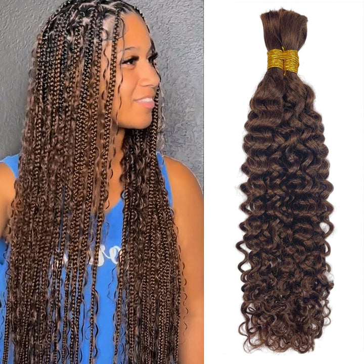 Allove Hair Boho Braids Deep Wave Bulk Human Hair For Braiding Highlight P4/27 Honey Blonde Color - AlloveHair