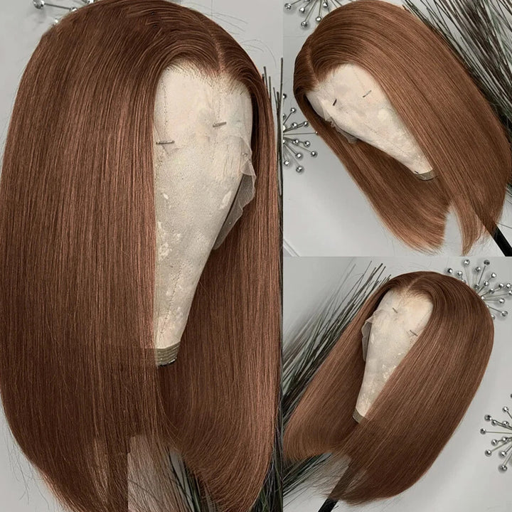 Premium Colored Short Bob Wig Pre Plucked 13x4 Lace Front Straight Hair Wig 200% Density - AlloveHair