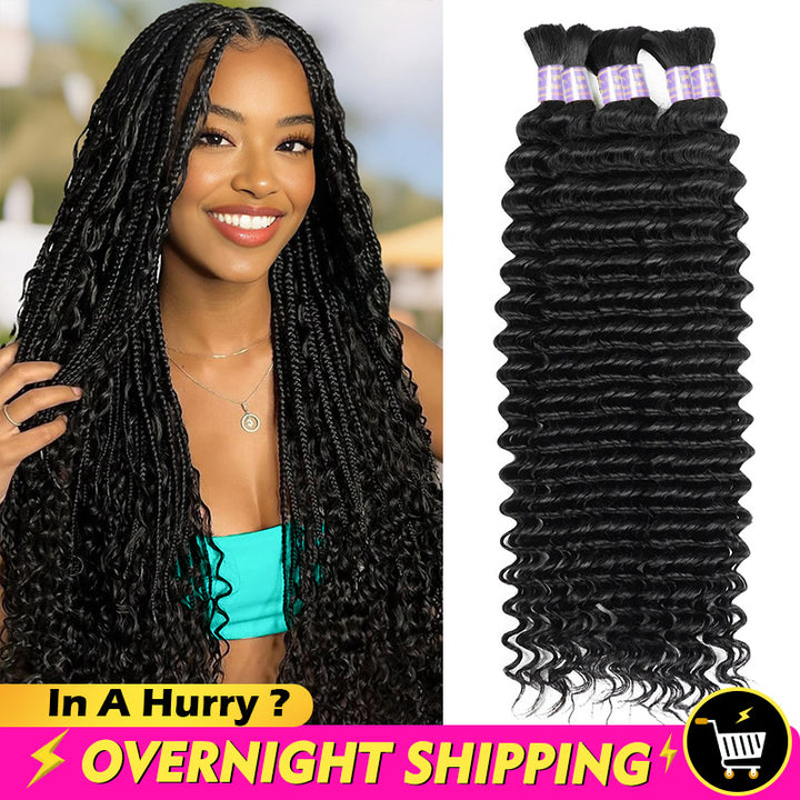 Overnight Shipping Deep Wave Bulk Human Hair For Braiding No Weft 100% Human Hair Extensions