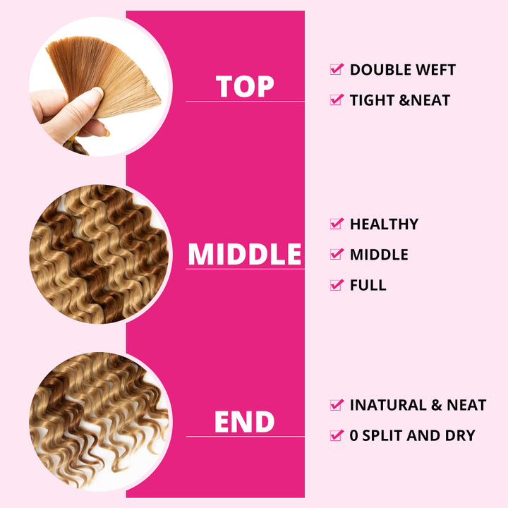 Allove P27/30 Human Braiding Hair for Boho Braids 28 Inch 100g Deep Wave Bundles No Weft for Braiding Knotless Deep Curly Bulk Hair Extensions - AlloveHair