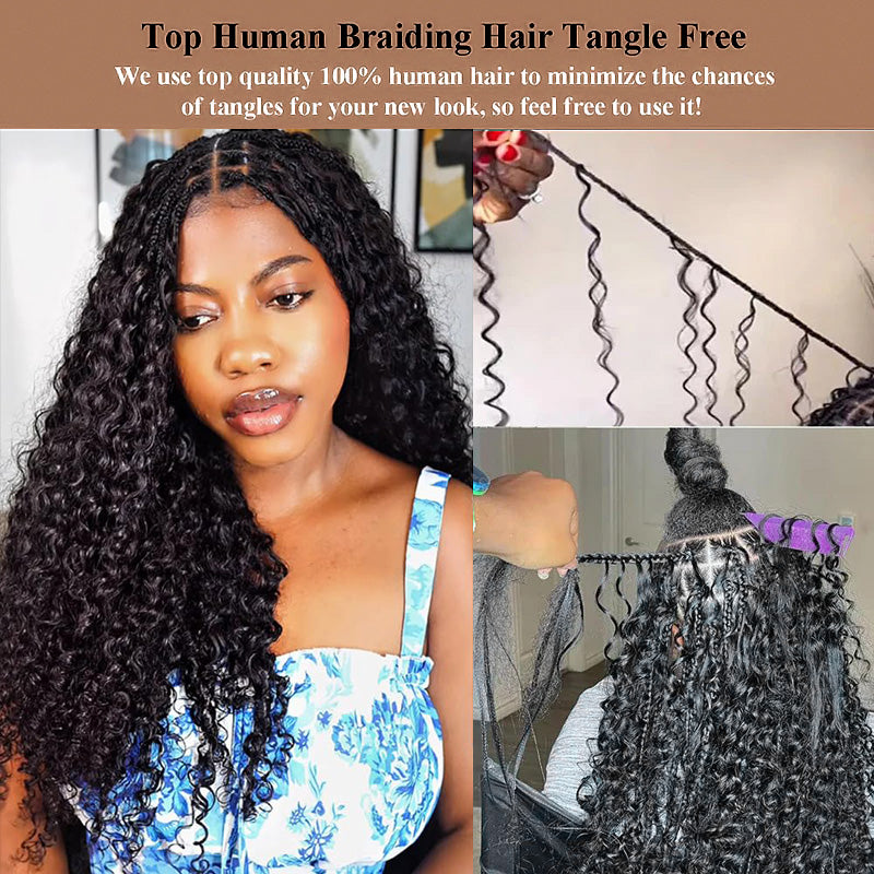 Bulk Hair For Braiding Burmese Curly Human Hair Extensions For Boho Braids 30 Inch Raw Human Hair Bundles No Weft - AlloveHair